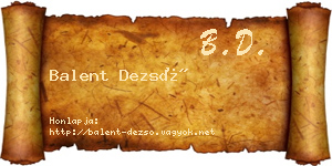 Balent Dezső névjegykártya