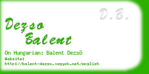 dezso balent business card